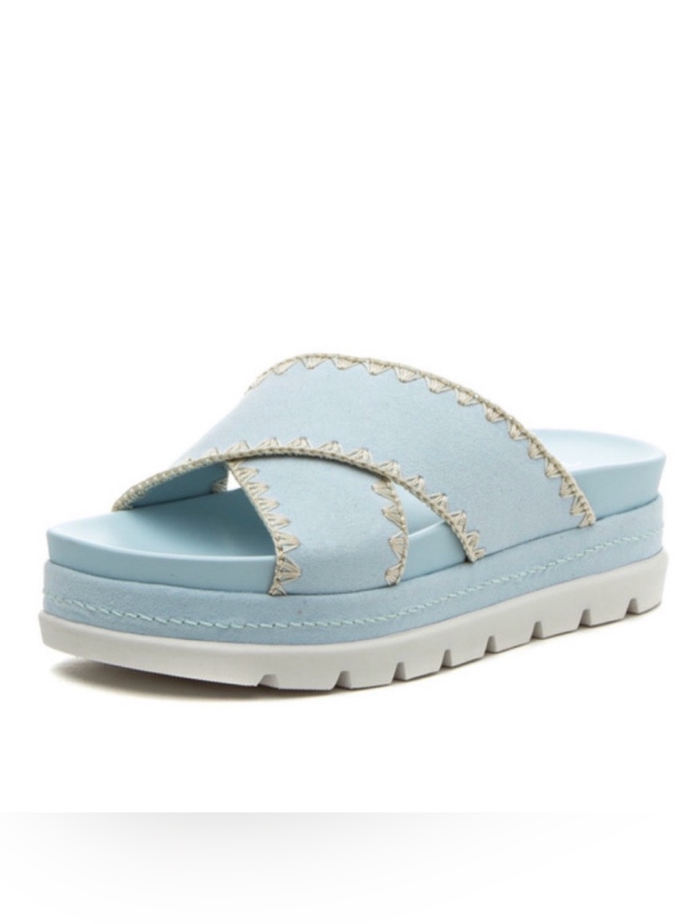 NWT J/SLIDES BAE Light Blue Faux Suede Sandal